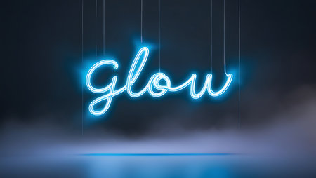 Glowing neon word love on a dark background. 3d rendering.の素材