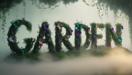 3d rendering of the word Q&A decorated with flowers in the fogの素材