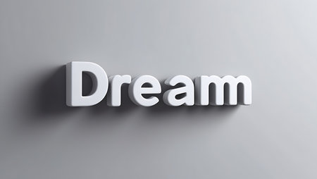 3D Illustration of the word Dream on a Grey Background.の素材