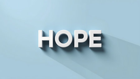 Hope - 3D letters on light background, 3D rendering.の素材