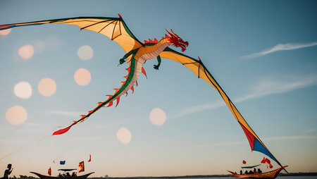 Kite festival in Thailand. Flying kite in the sky.の素材