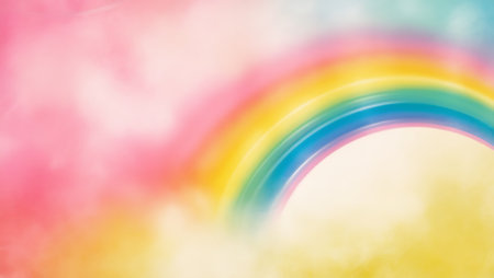 Rainbow in the sky, abstract background with copy space for textの素材