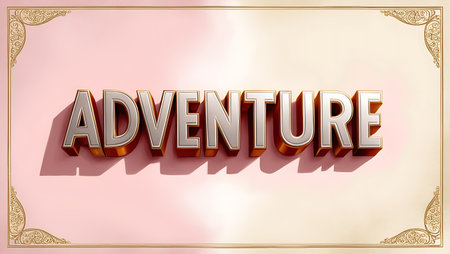 Adventurous Golden 3d Text on Light Background with Copy Spaceの素材