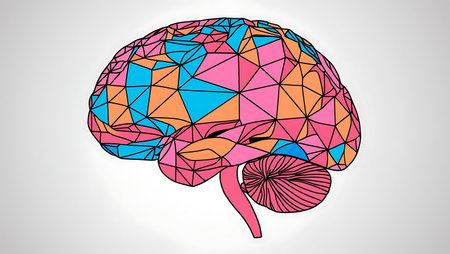 Human brain in low poly style. Polygonal design. Vector illustration.の素材