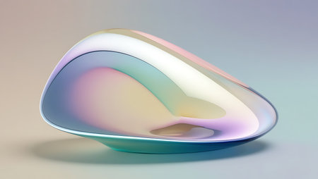 Abstract 3d rendering of glass plate. Colorful background. Futuristic shape.の素材