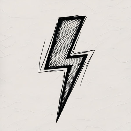 Lightning sketch on white background. Hand drawn icon. Vector illustration.の素材