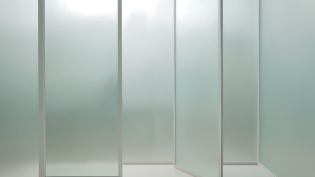 Glass wall in modern office, 3d rendering. Computer digital drawing.の素材