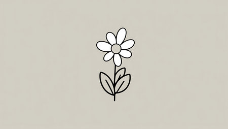 Chamomile flower icon. Hand drawn line art vector illustration.の素材