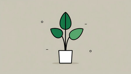 Plant in a pot on a gray background. Vector illustration.の素材