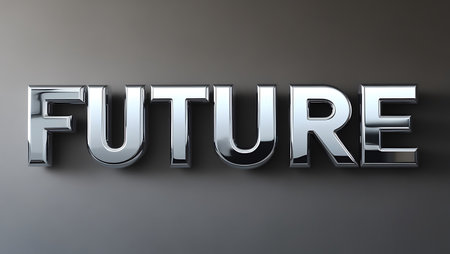 Future - 3d silver text on black background - 3D renderingの素材