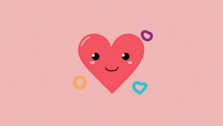 Cute valentine heart on a pink background. Vector illustration.の素材