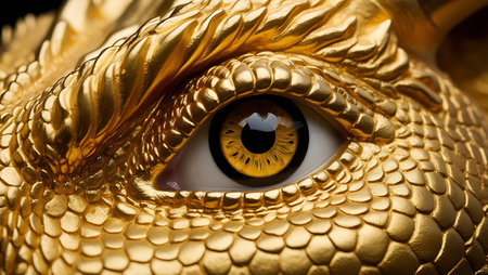 Golden dragon eye close-up. Macro. Selective focus.の素材