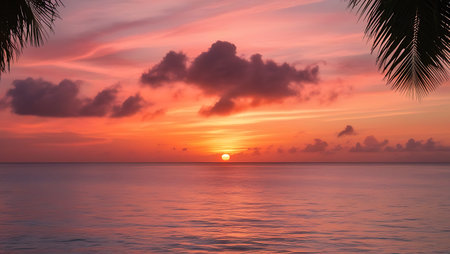 Beautiful sunset over the sea in the tropics. Maldivesの素材