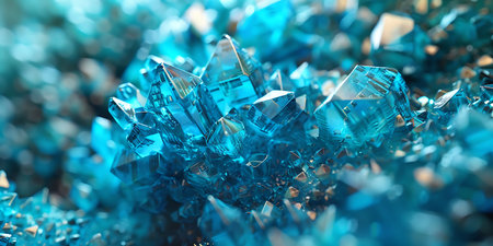 Blue crystals background. 3d rendering toned image with shallow depth of fieldの素材