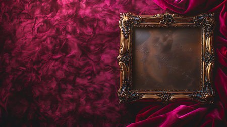 Vintage frame on a red background. Place for your text.の素材