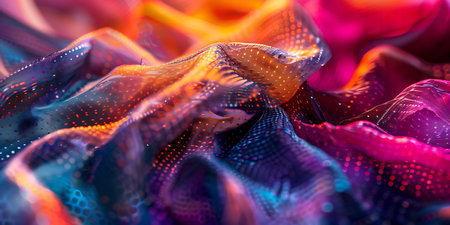 3d rendering of abstract wavy particles with depth of field and bokehの素材