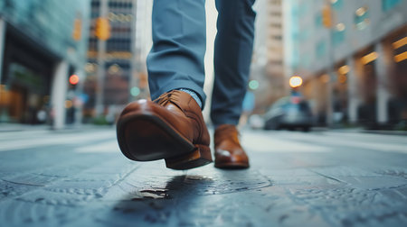 Low section of businessman walking on the street in the city. Business conceptの素材