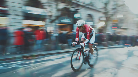 The winner of the U.S. Individual time trial bicycle race in Stockholm.の素材