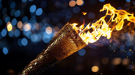 Close-up of burning champagne flute with bokeh backgroundの素材
