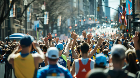 Thousands of people take part in the Milan Marathon in Milan.の素材