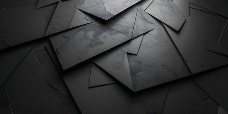 Abstract black background with geometric shapes. 3d rendering, 3d illustration.の素材