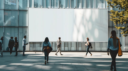Business people walking in front of modern office building. Business and finance concept.の素材