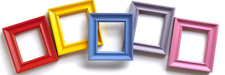 Colorful photo frames isolated on white background. 3D illustration.の素材
