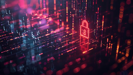 Cyber security and data protection concept. 3d rendering toned imageの素材