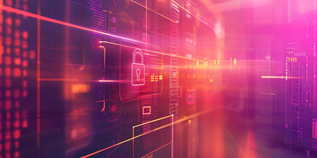 Cyber security and information technology concept. Abstract 3d render illustrationの素材