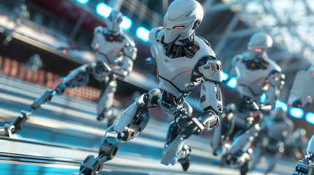 3d rendering of robot or cyborg in the futuristic space.の素材