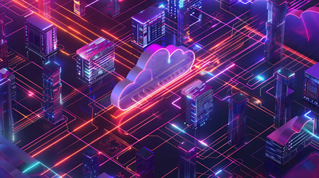 Cloud computing concept. 3d isometric illustration of cloud computing conceptの素材