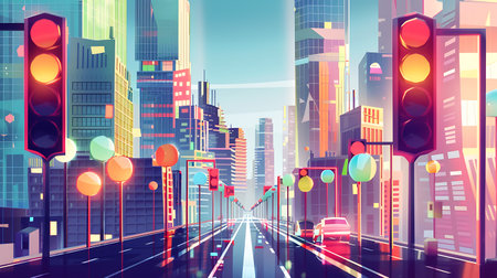 Highway in modern city. Vector illustration. Elements of this image furnished by NASAの素材