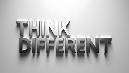 Think Different - 3D text on grey background, 3D rendering.の素材