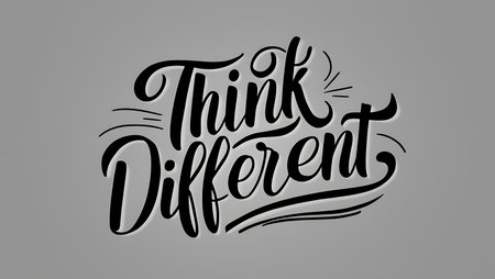 Think Different - handwritten modern calligraphy lettering phrase isolated on grey background.の素材
