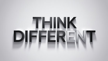 Think Different - 3D letters on grey background, 3D rendering.の素材