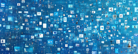 Big data technology concept. Digital transformation and digital transformation. 3d illustrationの素材