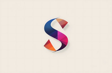 Alphabet letter S with colorful polygonal background, vector illustration.の素材