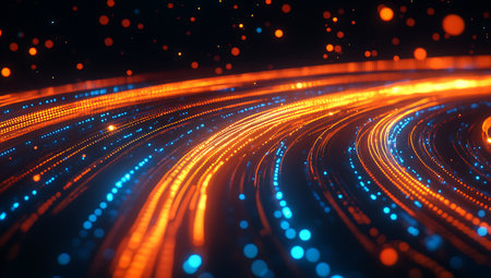 3d render of abstract background with glowing particles and depth of fieldの素材