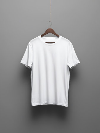 White t-shirt hanging on a hanger. 3d renderingの素材