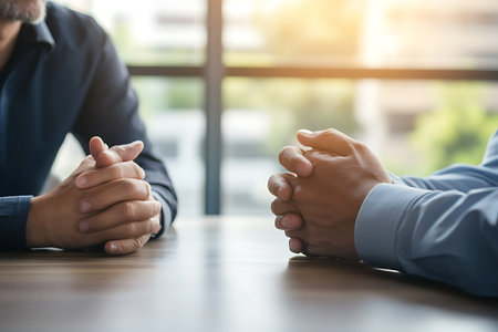 Businessman and businesswoman having a meeting in modern office. Business people discussing the charts and graphs showing the results of their successful teamwork.の素材