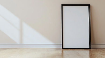 Empty picture frame in empty room. 3d rendering, mock upの素材