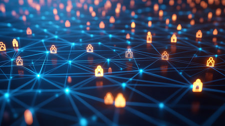 Cyber security network and internet of things concept. 3D renderingの素材