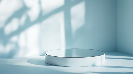 Abstract minimal scene with round podium. Mock up, 3D Renderingの素材