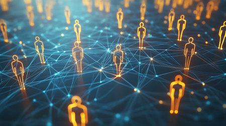 3D rendering of a network of people connected to each other.の素材