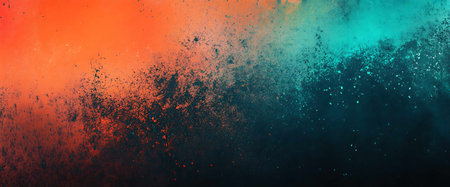 Abstract background with blue, orange and red watercolor paint splashesの素材