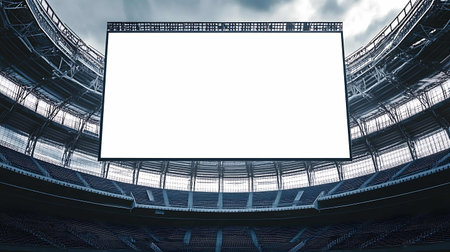 Blank billboard in a large football stadium. 3D Renderingの素材
