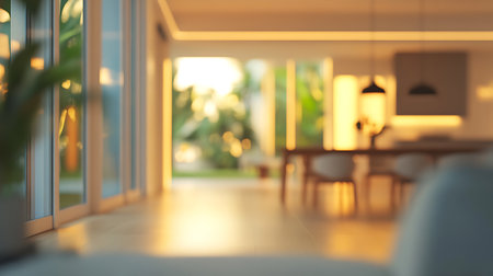 Blur image of living room interior for background usage. 3d rendering.の素材