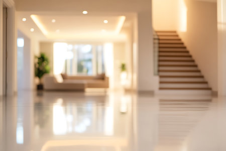 Blurred image of modern living room interior for background usage. Interior design concept.の素材