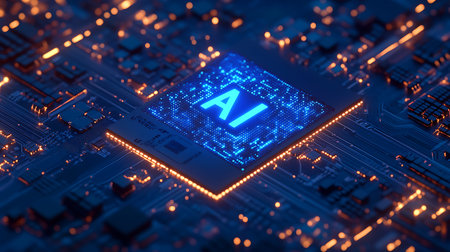 Circuit board close-up. Electronic computer hardware technology. Motherboard digital chip. 3D renderingの素材