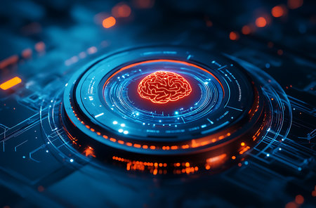 Artificial intelligence (AI), machine learning and modern computer technologies concepts. 3D renderingの素材